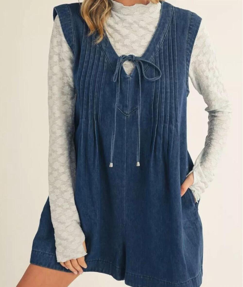 NEW JODIFL women's wide leg romper with side pockets in denim